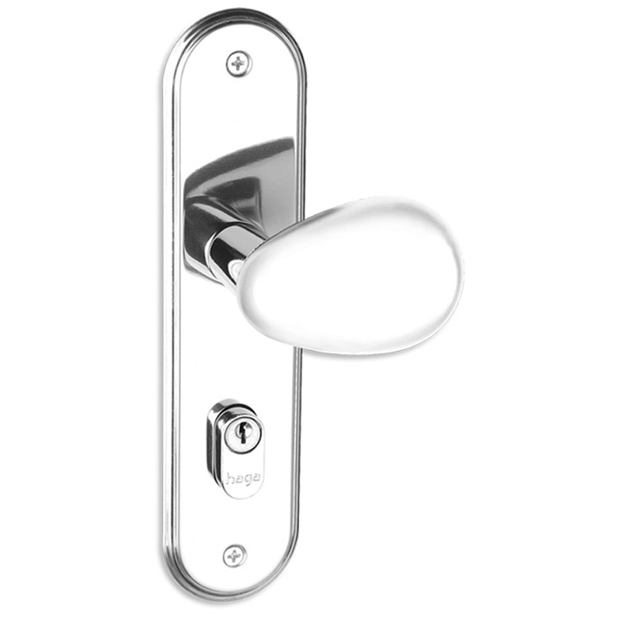 Fechadura Externa HAGA Click Espelho 280 Inox Polido Cromado Broca