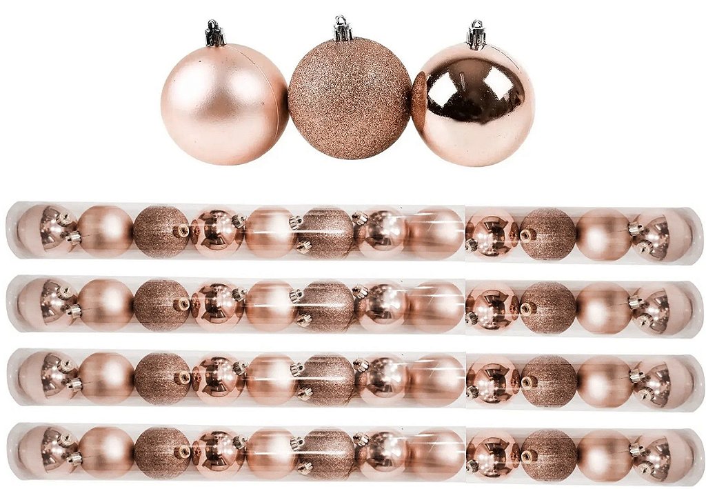 Bolas Para Árvore De Natal Enfeite Decoração 5cm 6 unidade Rosa gold