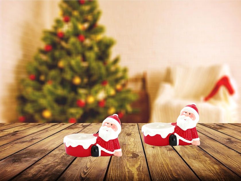 Jogo Rosto Papai Noel Resina 12cm Pendente Árvore Natal 2 Unidades