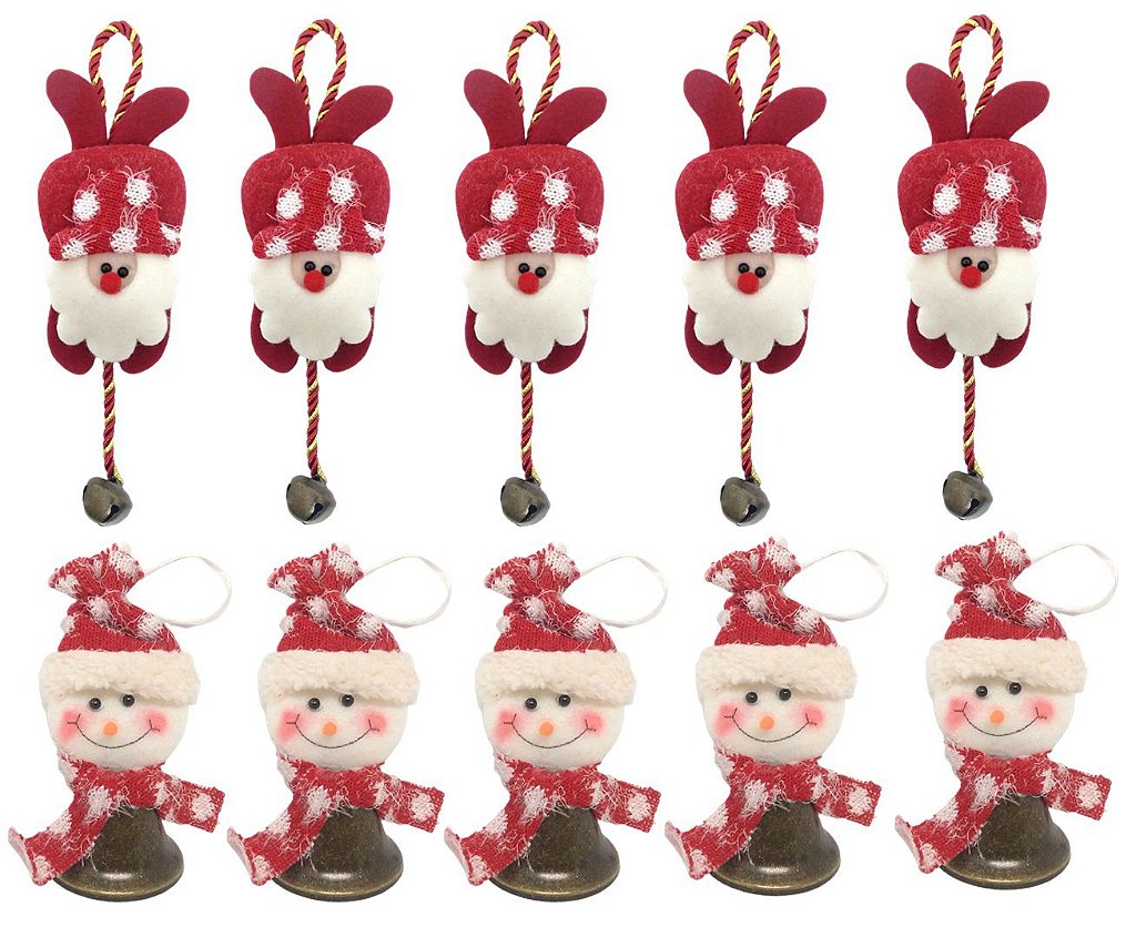 Jogo Sino Natal Metal Rústico Papai Noel E Boneco De Neve Pelúcia 14cm 6  Unidades - Master Christmas