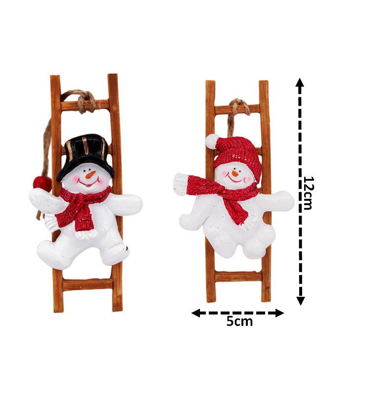 Jogo Papai Noel e Boneco de Neve em Resina com Luz led 19 cm