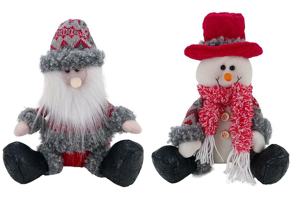 Jogo Papai Noel e Boneco de Neve Pelúcia Pendente Iluminado LED 20cm -  Magizi no Shoptime