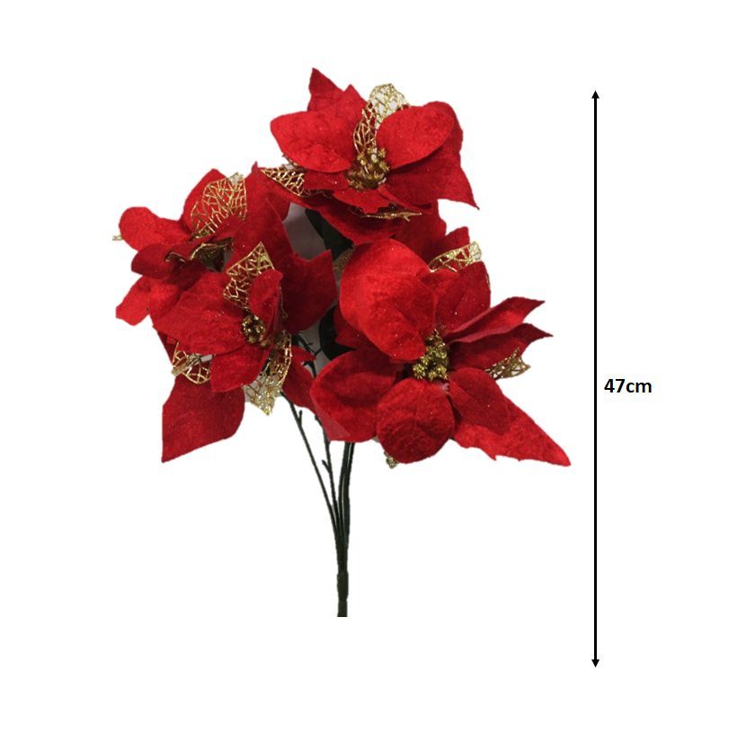 Jogo 3 Buquê Natal Bico de Papagaio Lamê Vermelho 7 Flores 32cm - Yangzi -  Outros Decoração - Magazine Luiza
