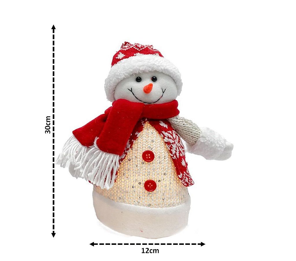 Jogo Papai Noel e Boneco de Neve Pelúcia Sentado Vermelho e Branco 20cm -  Magizi