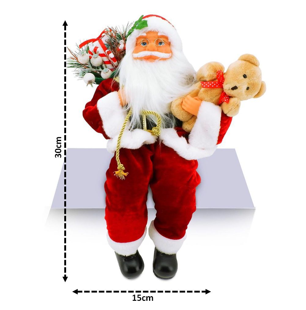 Jogo Papai Noel e Boneco de Neve Pelúcia Sentado Vermelho e Branco 20cm -  Magizi