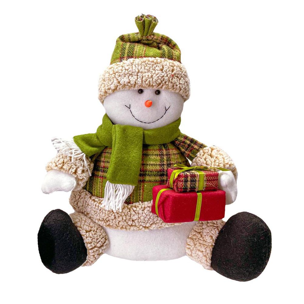 Jogo Papai Noel e Boneco de Neve Pelúcia Sentado Vermelho e Branco 20cm -  Magizi