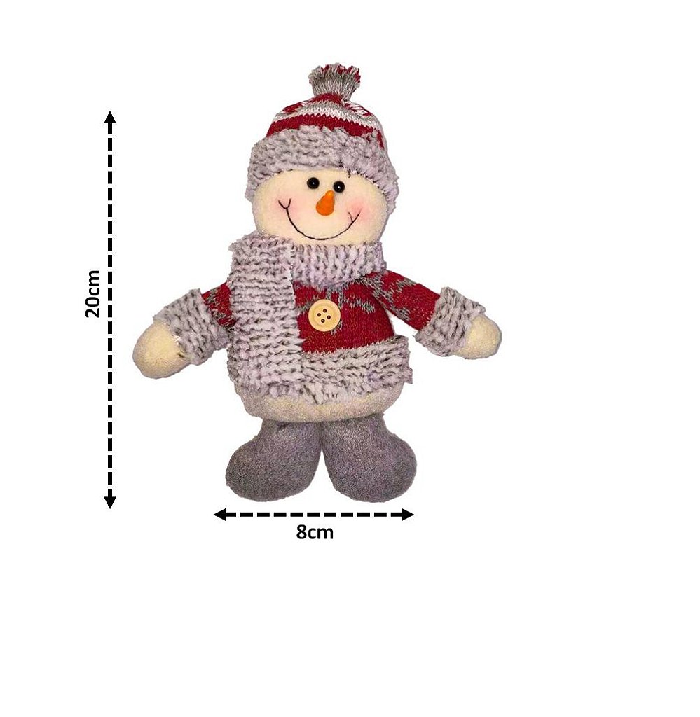 Jogo Papai Noel e Boneco de Neve Pelúcia Sentado Vermelho e Branco 20cm -  Magizi