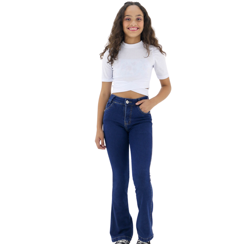 Calças Jeans Flare Com Elastano Infantil Justinha Juvenil