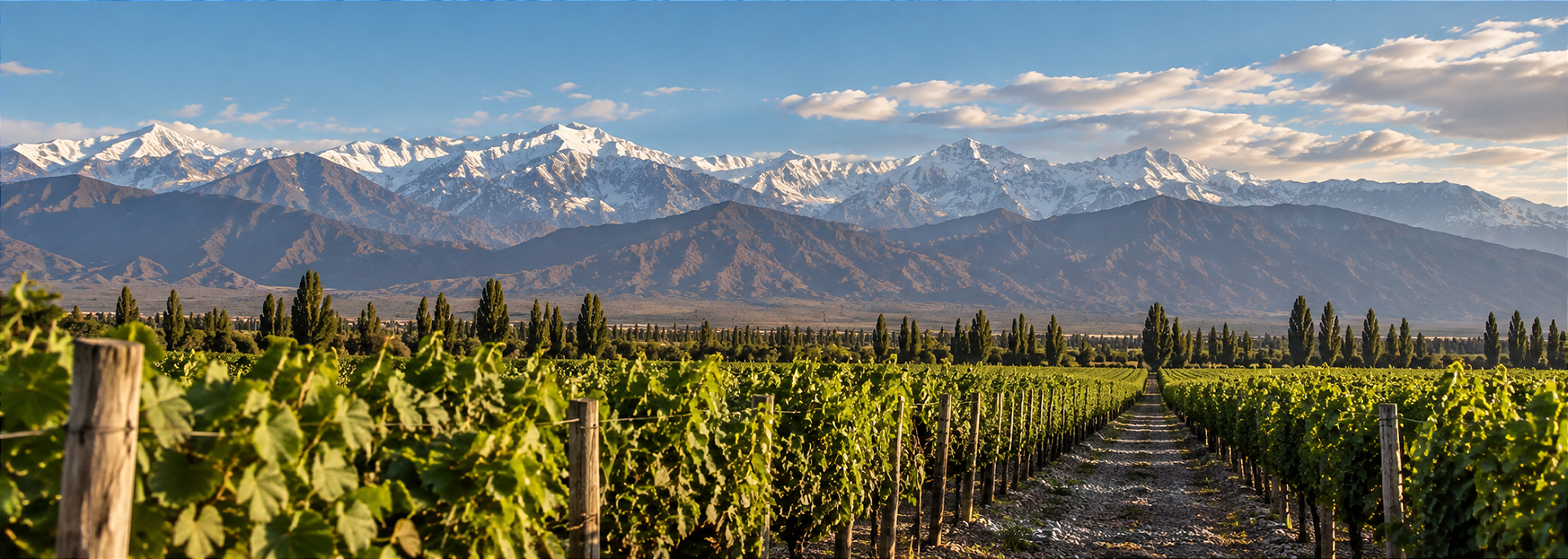 Vinhedos de Mendoza aos pés da Cordilheira dos Andes, Argentina