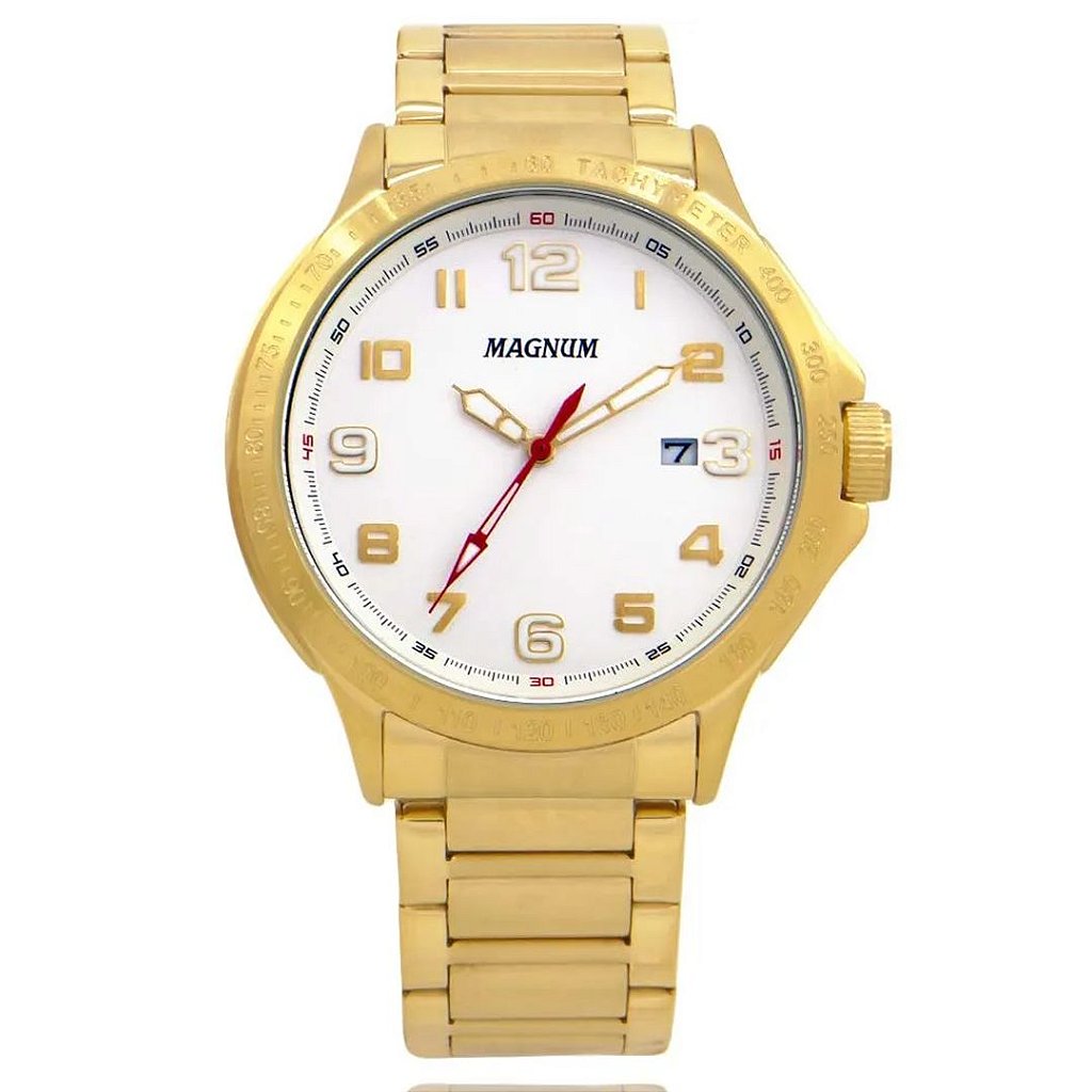 Relógio MAGNUM masculino cronógrafo dourado MA34405H - aconfianca