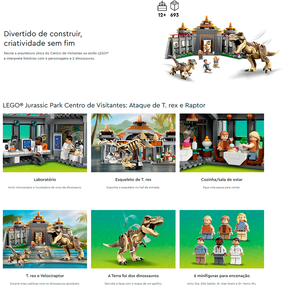 Lego Jurassic World Ataque de TRex e Raptor 76961 com 693pcs - Datez