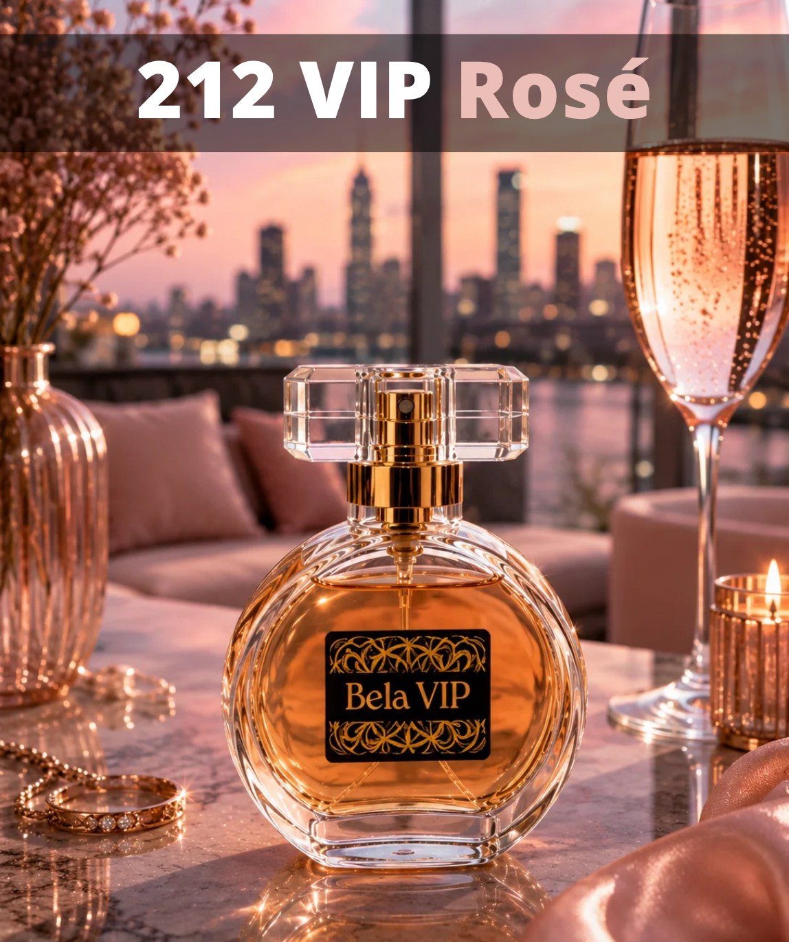 Perfume Contratipo Inspirado no 212 VIP Rosé Bela VIP Z002 zullit