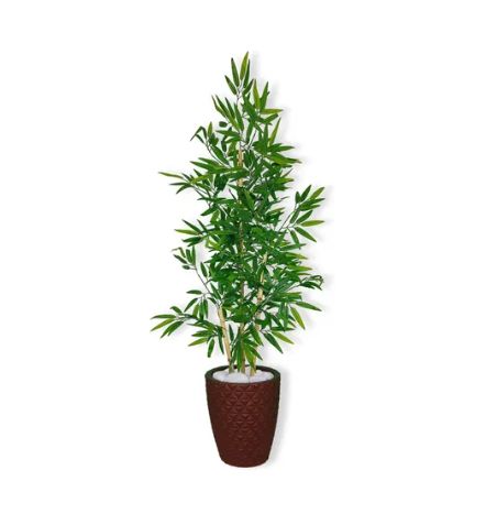 Planta Artificial Bambu 1,2 m Kit + Vaso E. Marrom 32cm - Florescer-Decor |  FLORESCER DECOR
