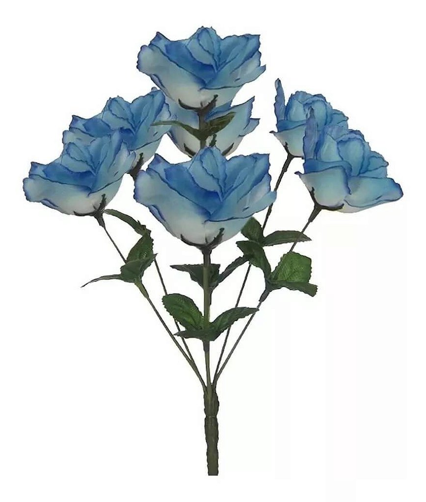 Buquê Rosa Artificial Azul com Branco 32cm - Florescer-Decor | FLORESCER  DECOR