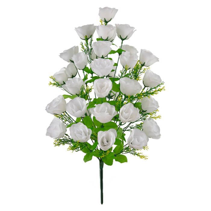 Buquê Flor Artificial Rosa Branca 68cm - Florescer-Decor | FLORESCER DECOR