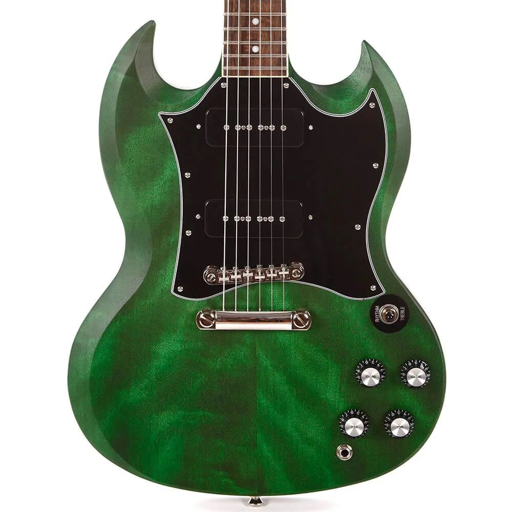 【希少】 Epiphone SG Classic Worn P90 Green Guitarra Epiphone SG Classic Worn P90 Worn Inverness Green