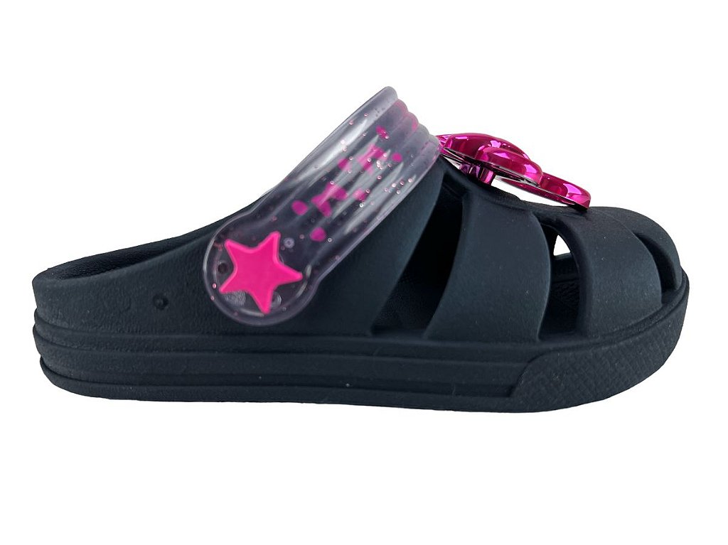 CHINELO DISNEY 22480 BABUCH LULUCA SHINE COMFORT PRETO ROSA