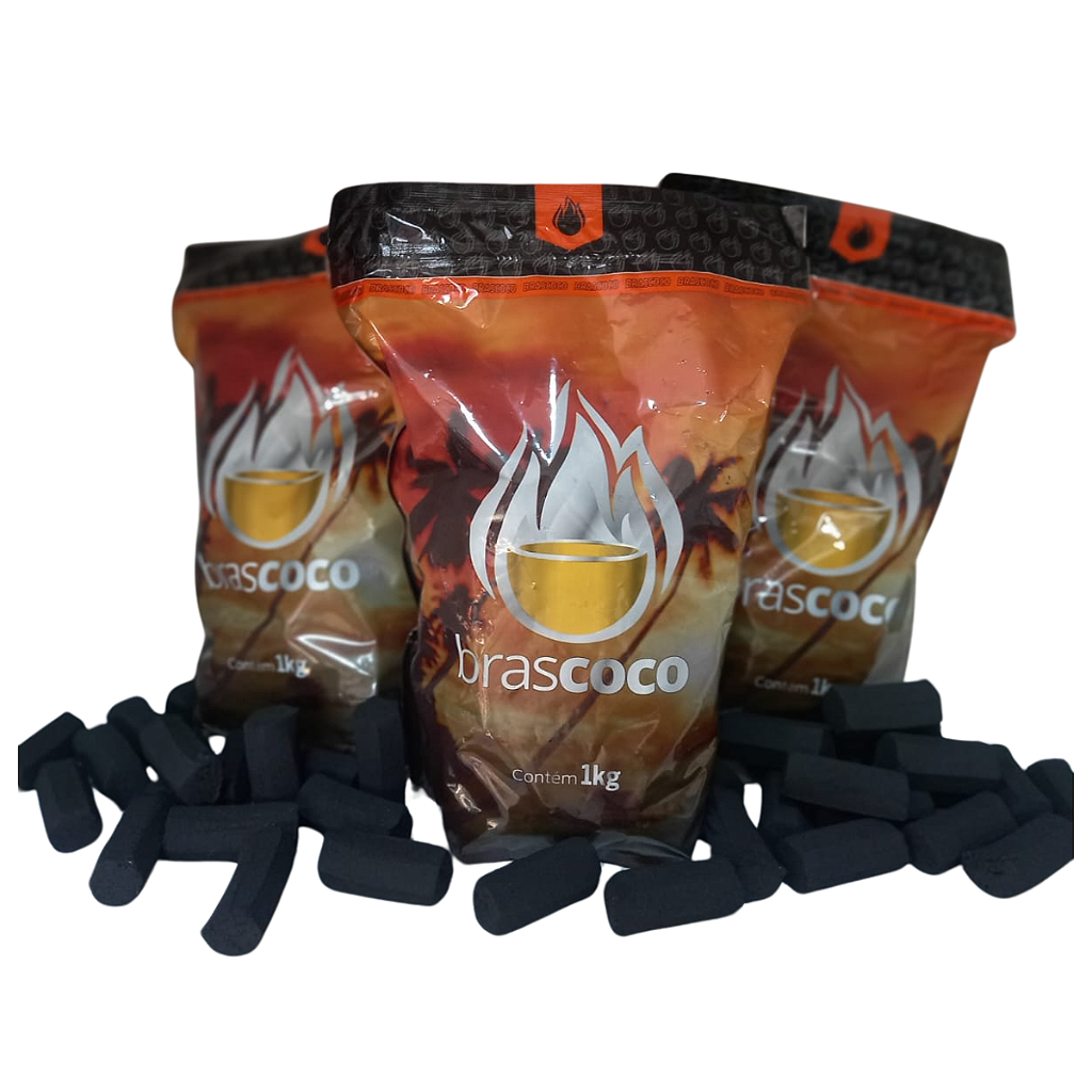 Carvão de Coco Narguile Brascoco 1kg Caixa Narga Sessão