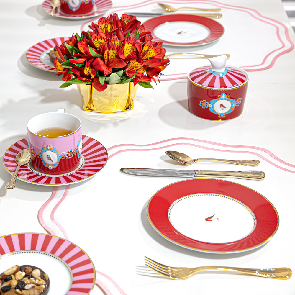 Xícara de Chá Medallion Rosa/Vermelho - Love Birds - Pip Studio