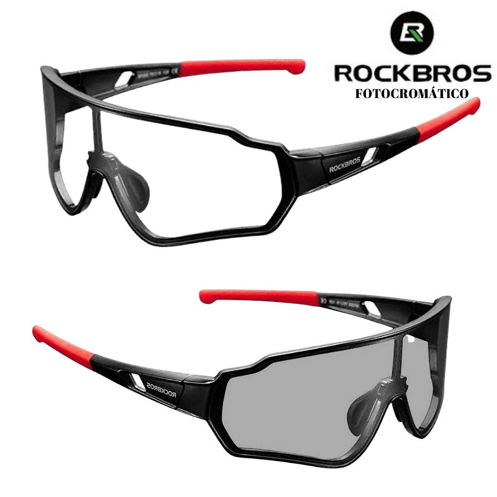 Óculos Ciclismo Fotocromático RockBros Vermelho Fechado c/ Suporte Lente  Grau - Bicicletaria Aquários