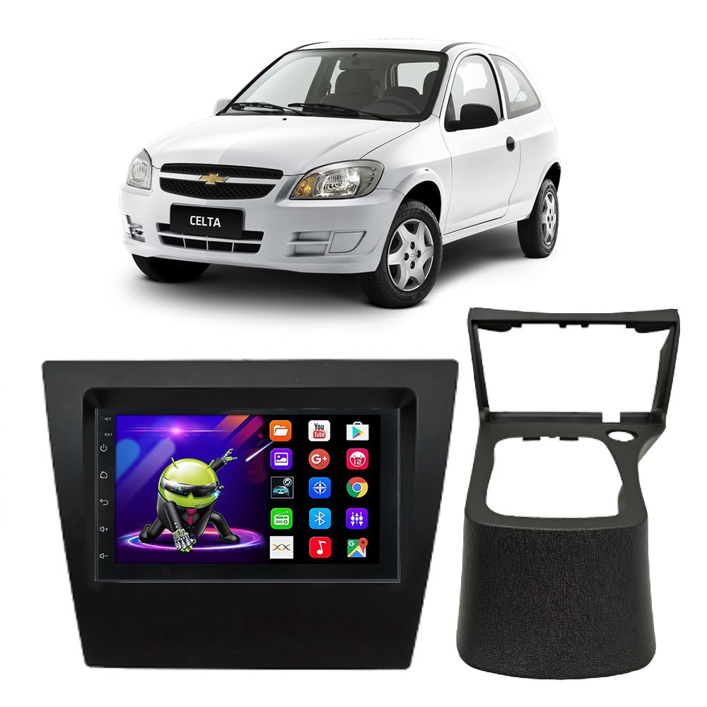 Kit Multimídia Android Chevrolet Celta 2006-2016 GPS TV Online Wi