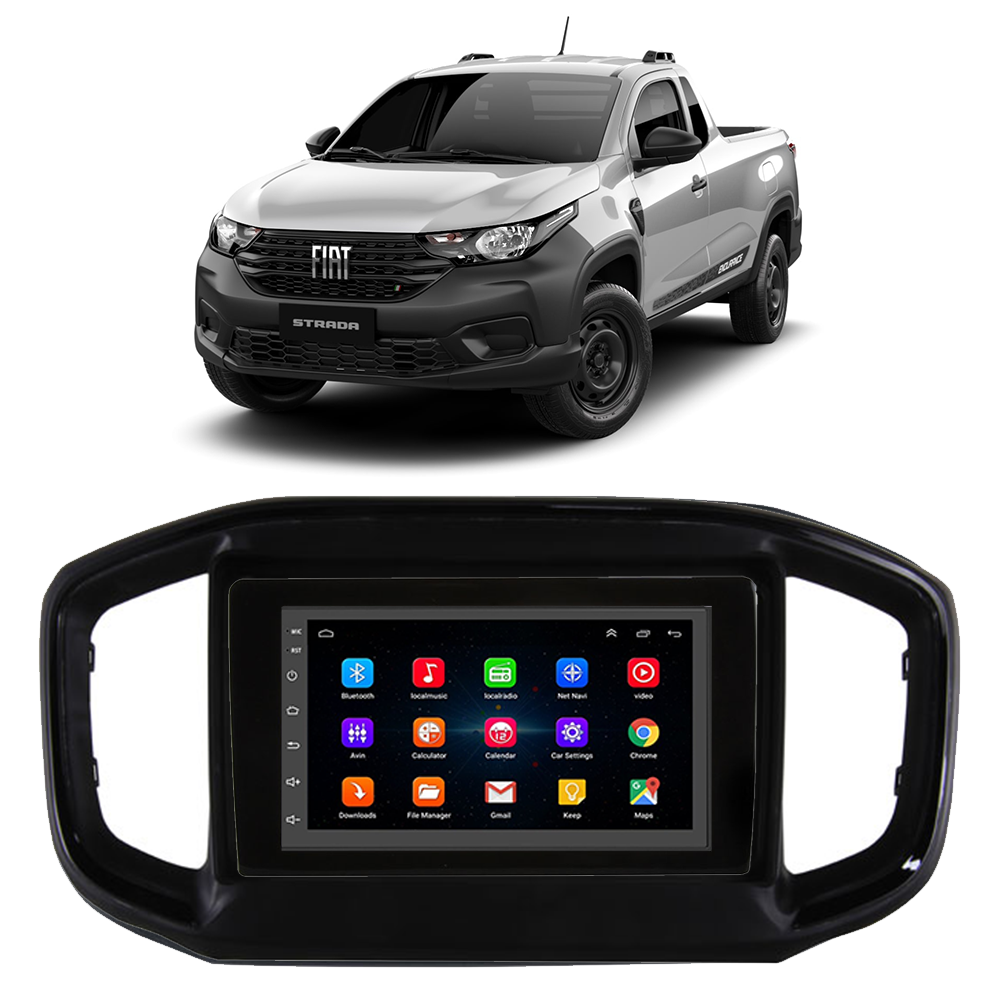 Kit Central Multimídia Android Fiat Strada 2022 Gps TV Wi-Fi 7
