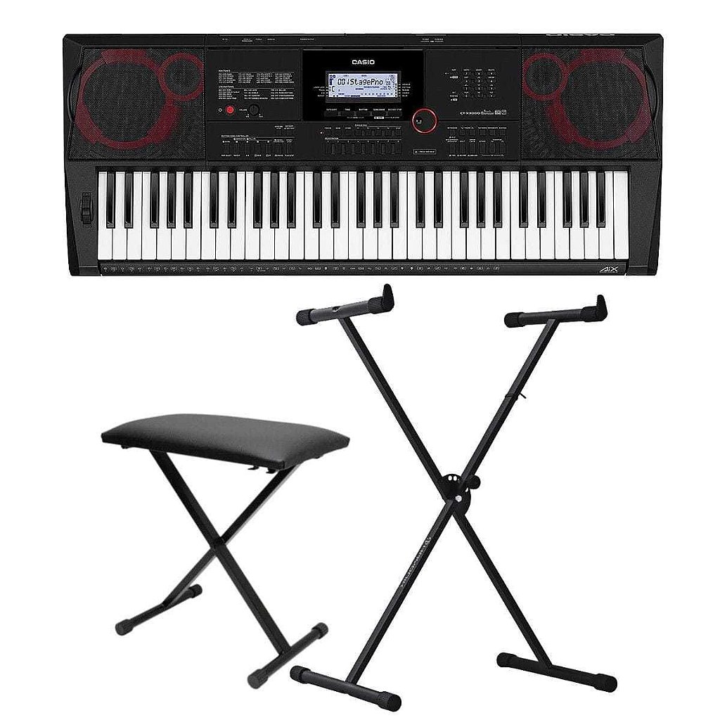 Teclado Musical Ct x3000 Casio com Banqueta e Suporte - Super
