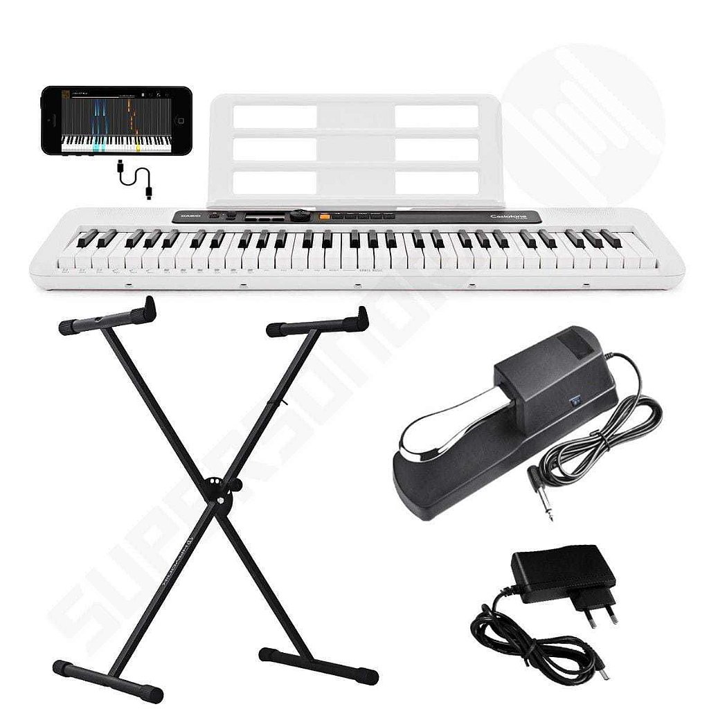 Teclado Casio CTS200 Branco com Pedal e Suporte - Super Sonora