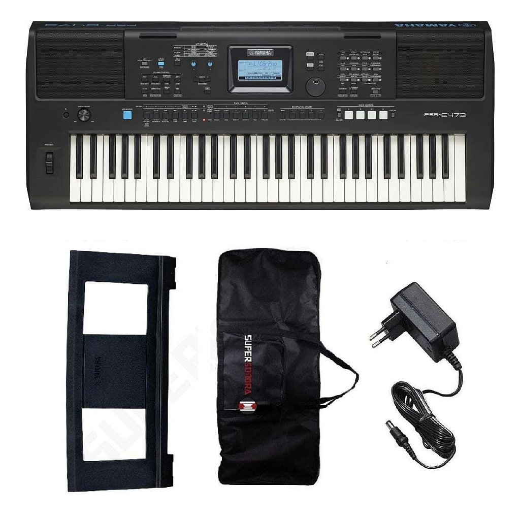 Teclado Yamaha PSR-E473 com CapaTeclado Yamaha PSR-E473 - Super