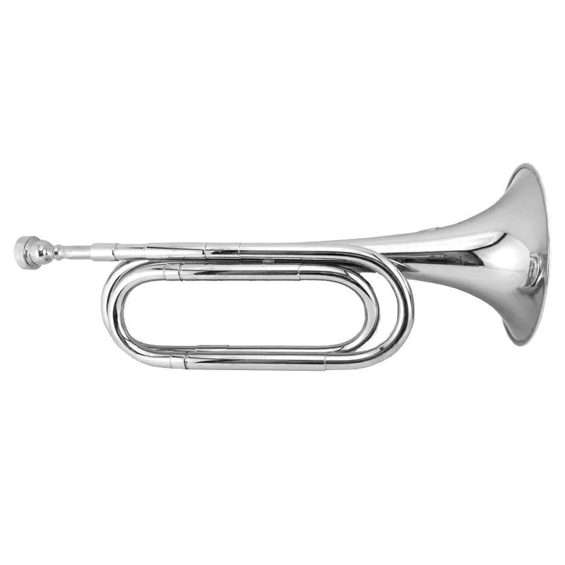 Corneta Curta Em R&eacute; Niquelada Gope Para Fanfarra - Banda Marcial