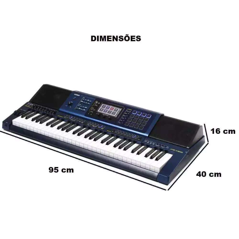 Teclado Musical Casio MzX500 Azul Suporte e Banqueta - Super