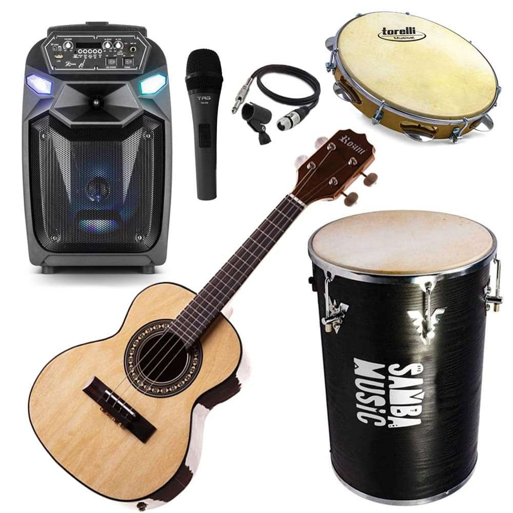 Kit Samba Pagode com Microfone e Caixa de Som - Super Sonora