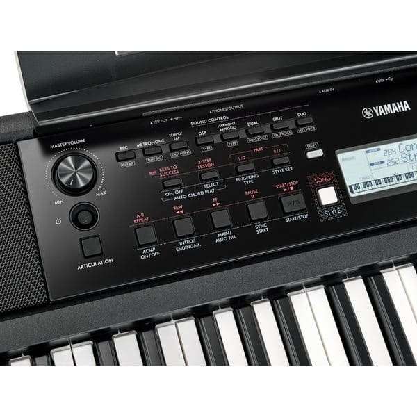 Teclado Yamaha PSR-E383 Preto + Suporte + Banqueta - Super Sonora