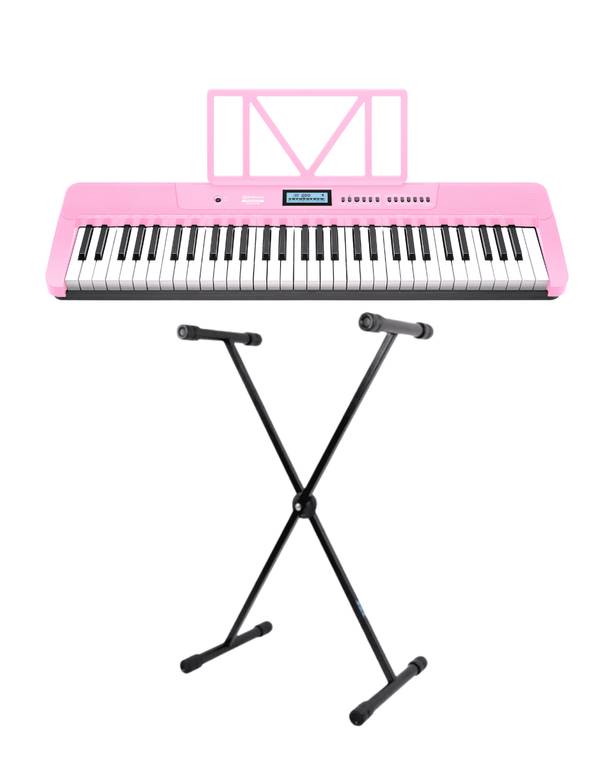 Teclado Musical Waldman WTS-300 Rosa com Suporte Em X - Super