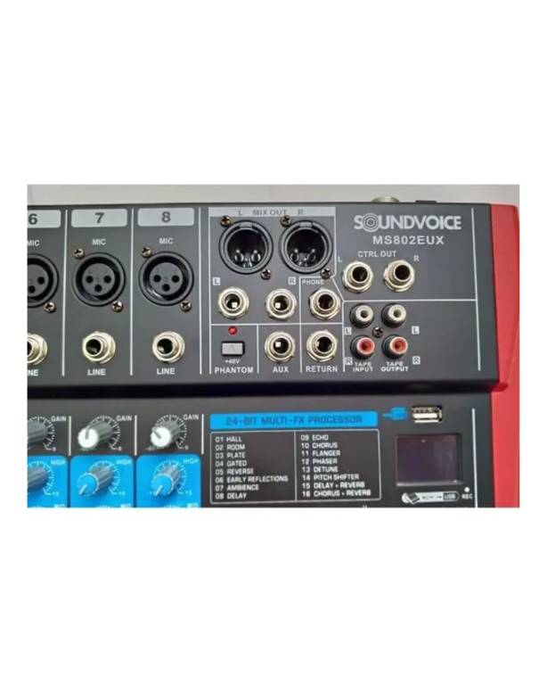 Mesa de Som Soundvoice MS802 Max 8 Canais – Super Sonora - Super