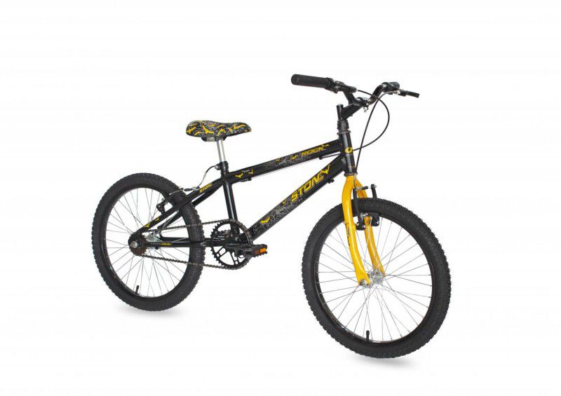 Bicicleta Infantil Aro 20 Rock Preto E Amarelo Stone Bike Kleber