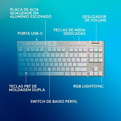 Teclado Mecânico Gamer Sem Fio Logitech G915 X Lightspeed, Design