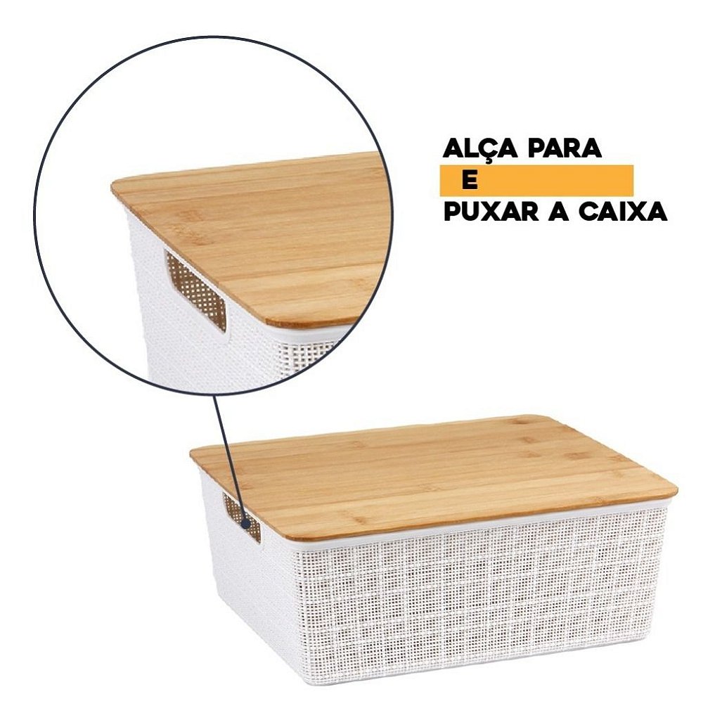 Kit 2 Caixas Organizadoras Acrílico Cozinha Banheiro Bambu - PGB - Caixa  Organizadora - Magazine Luiza