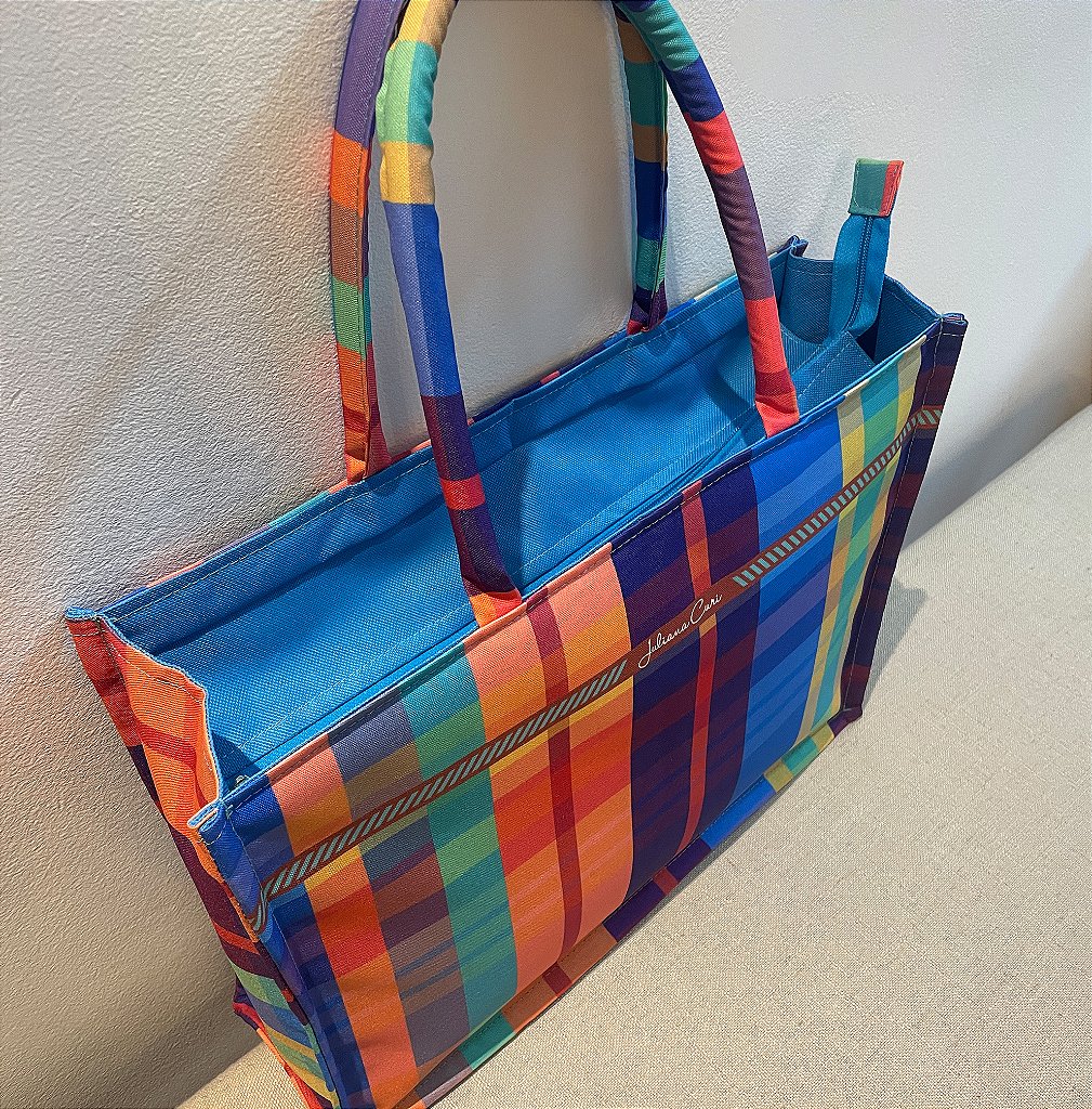 Bolsa Alice Tote Bag Xadrez Blue - Juliana Curi Design