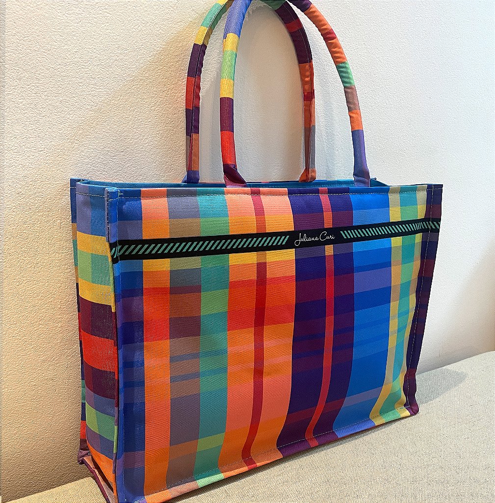 Bolsa Alice Tote Bag Xadrez Blue - Juliana Curi Design