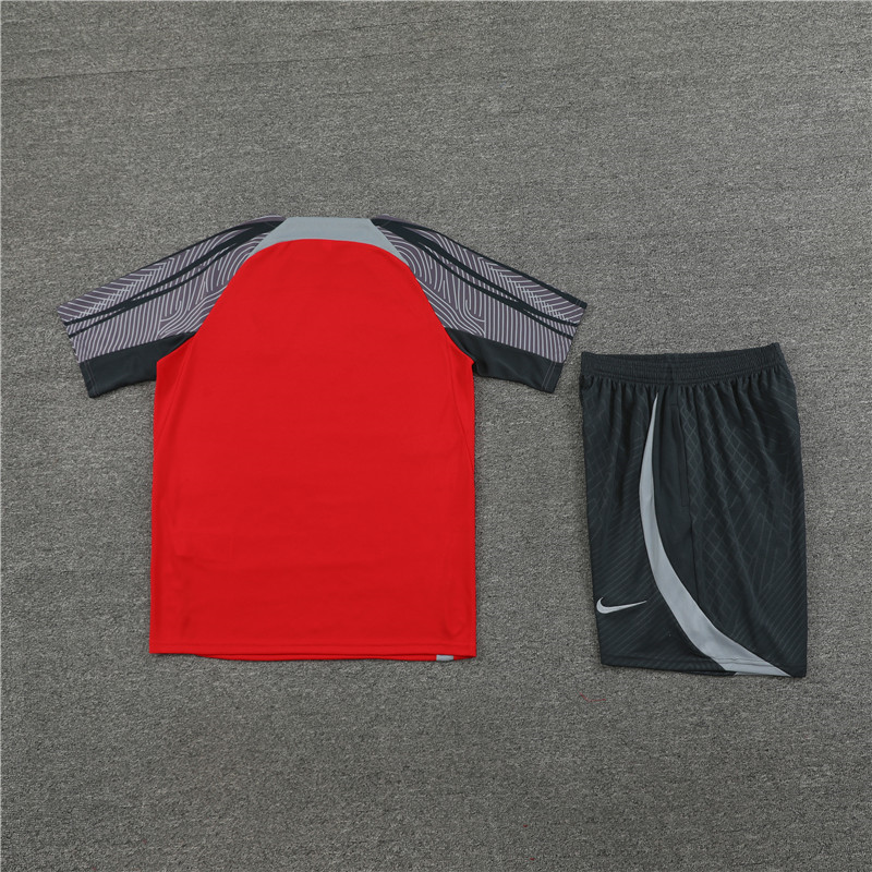 Novo Kit Treino Conjunto Liverpool Vermelho E Preto Manga Curta E