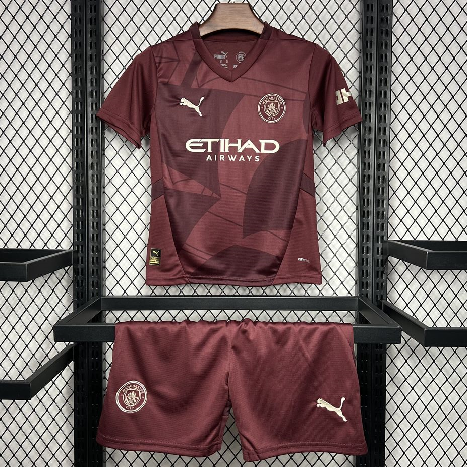 Novo Kit Infantil Manchester City 3 Camisa e Short 2024 / 2025