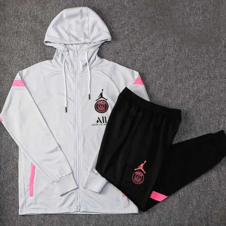 Conjunto PSG Jordan Paris Jaqueta Gray com Capuz Viagem Unissex