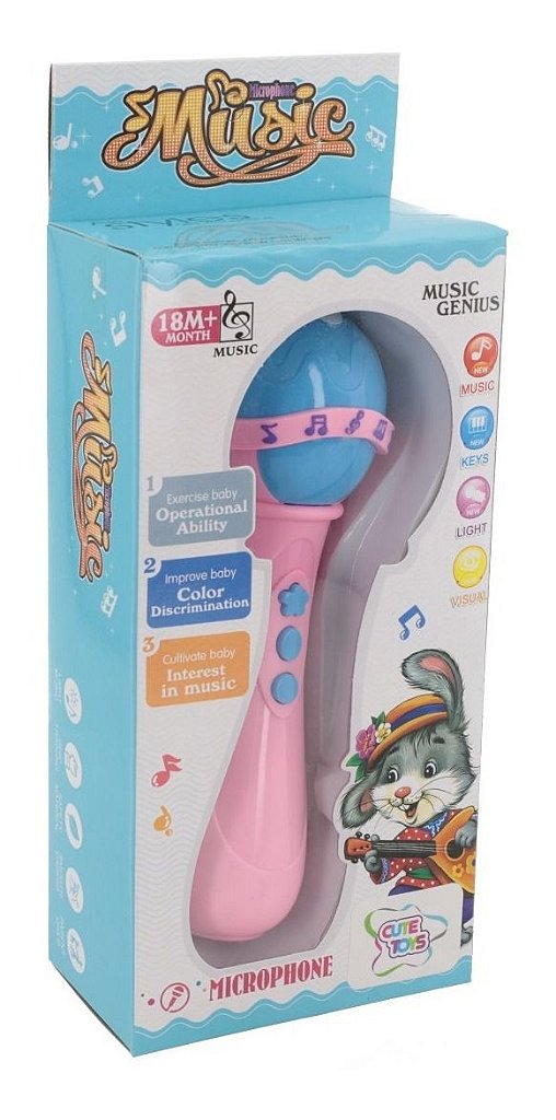 Microfone Infantil Brinquedo para Criança com Pedestal e conexão Mp3 para  Menina - Cor Rosa - Glumi