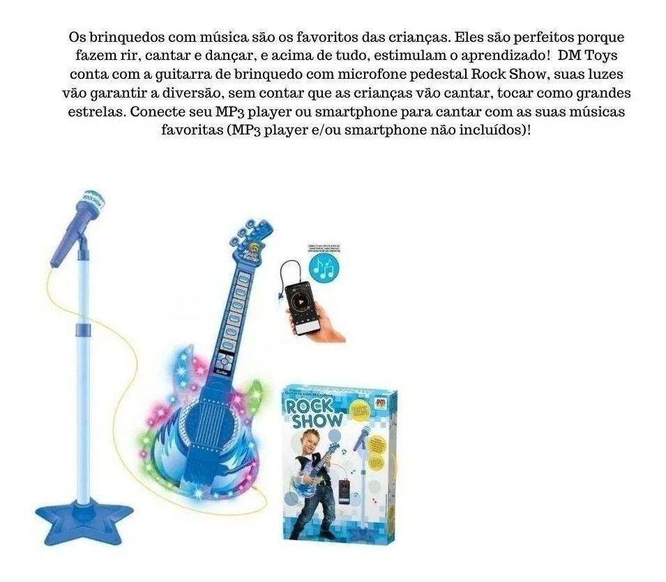 Microfone Infantil Brinquedo para Criança com Pedestal e conexão Mp3 para  Menina - Cor Rosa - Glumi