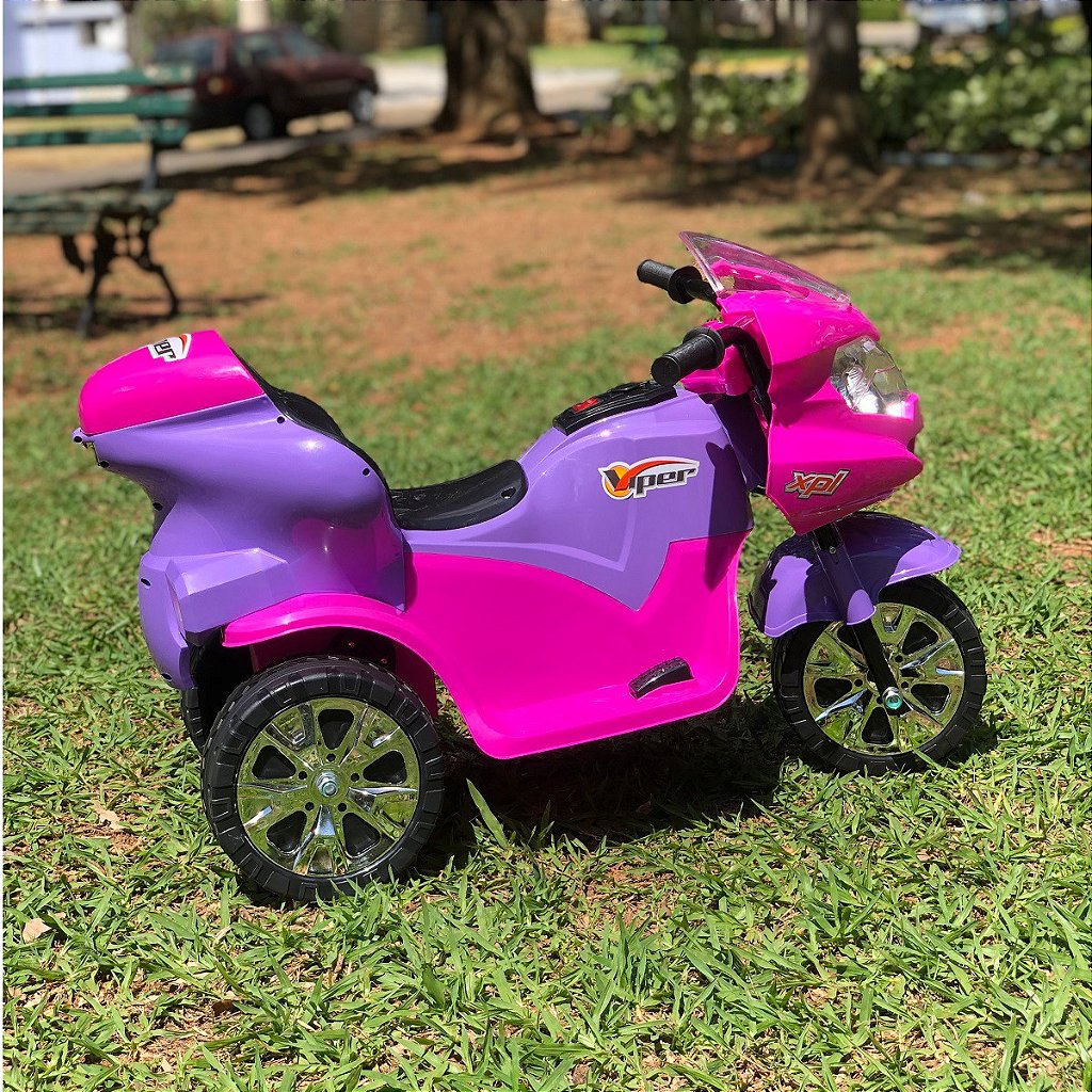 Motoca Moto Infantil Elétrica Menina Rosa 6v Até 25kg Grande