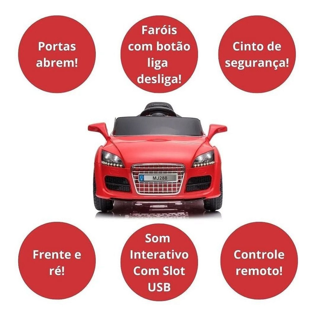 Aluguel Mini Carro Elétrico Infantil com Controle Remoto Audi 12v