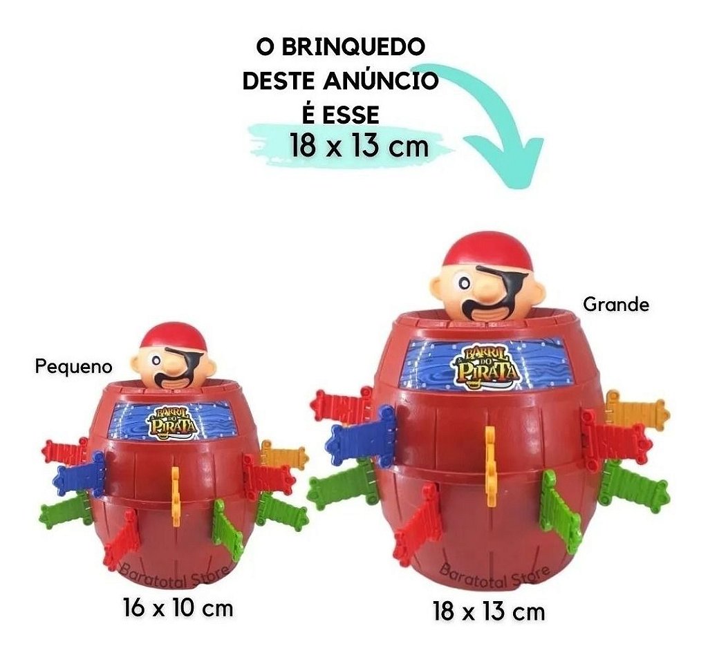 Jogo de Mesa Pula Pirata Barril Grande Brinquedo Infantil Criança