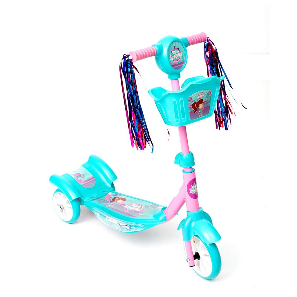 Patinete Infantil 3 Rodas Feminino com Led até 30 kg - Glumi