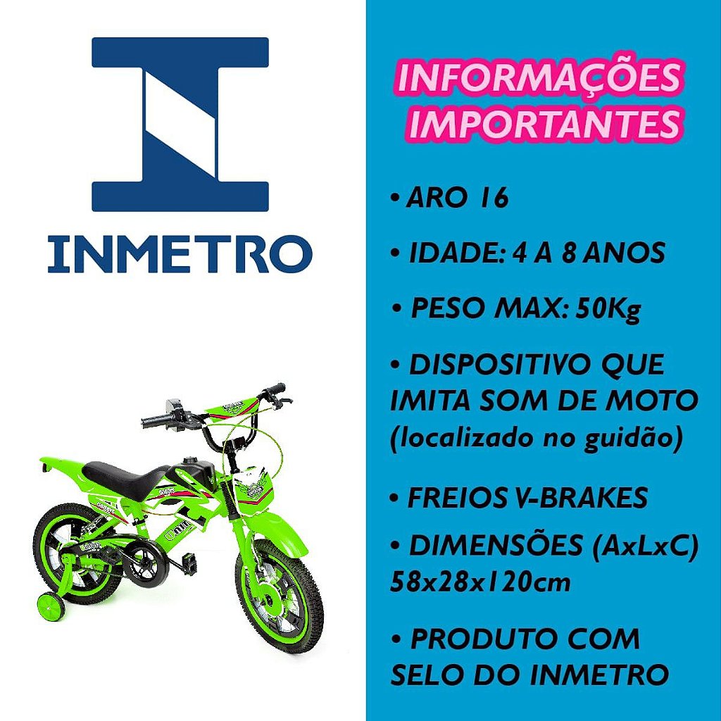 BICICLETA INFANTIL PRO X ARO 16 MOTO BIKE MOTOCROS